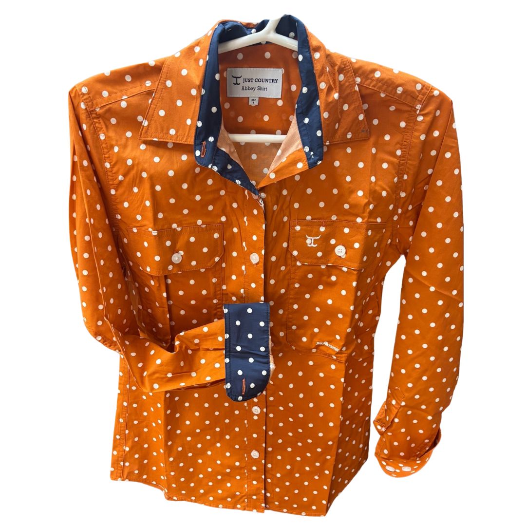 Just Country Womens Abbey Workshirt | Full Button | Pumpkin Spice Dots / Navy Dots
