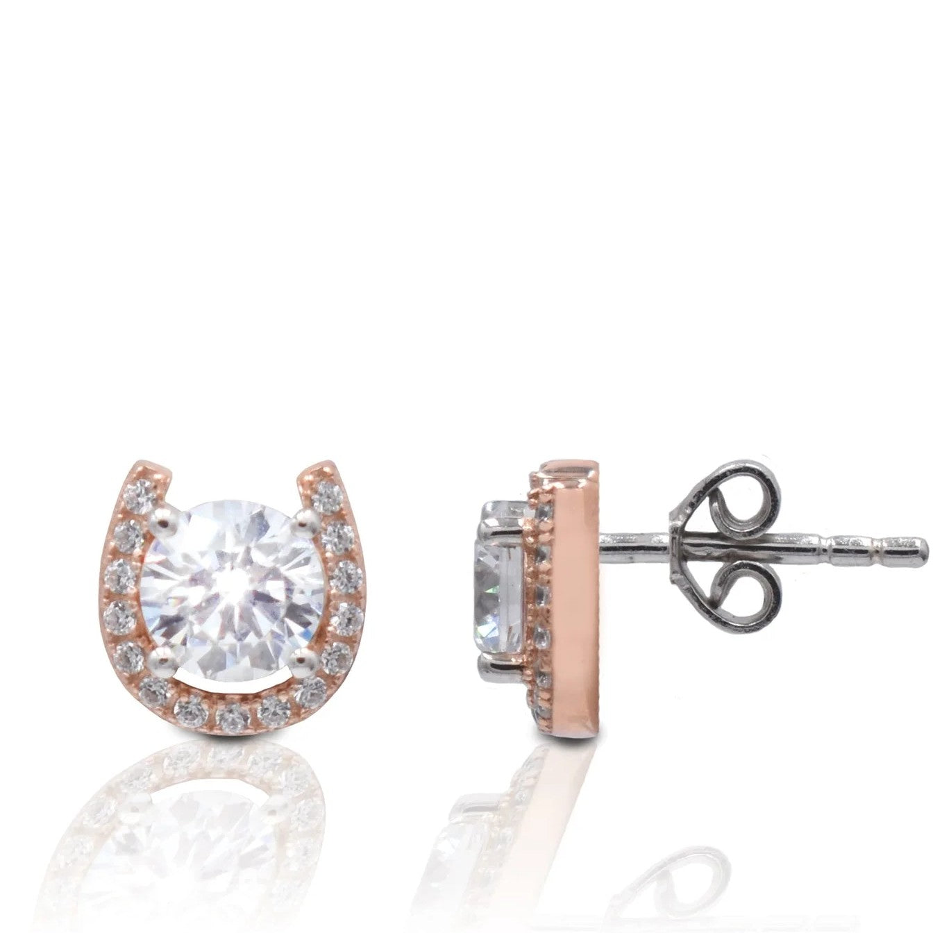 Kelly Herd Jewellery | Horseshoe Stud Earrings | Rose Gold Plated Sterling Silver