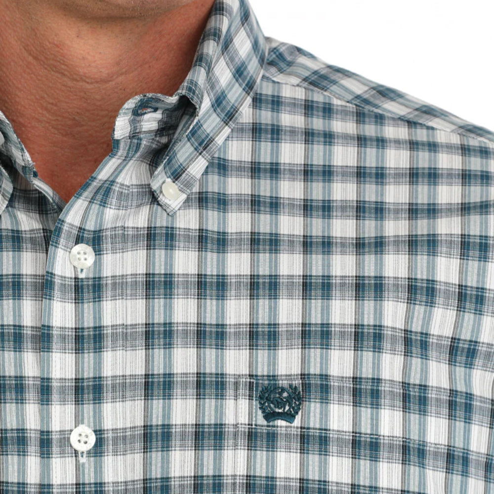 Cinch Mens Shirts | Short Sleeve Green Plaid