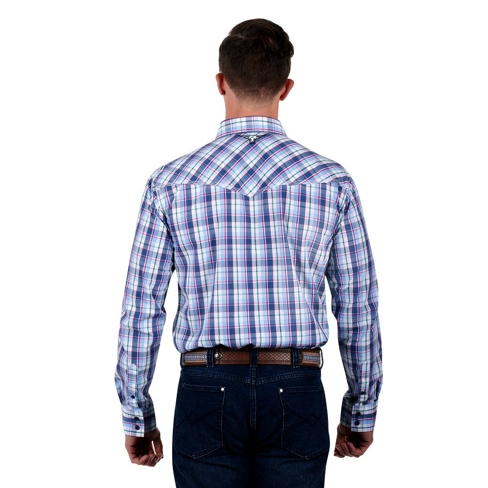 Pure Western Men's Shirt | Alex | Blue / Red