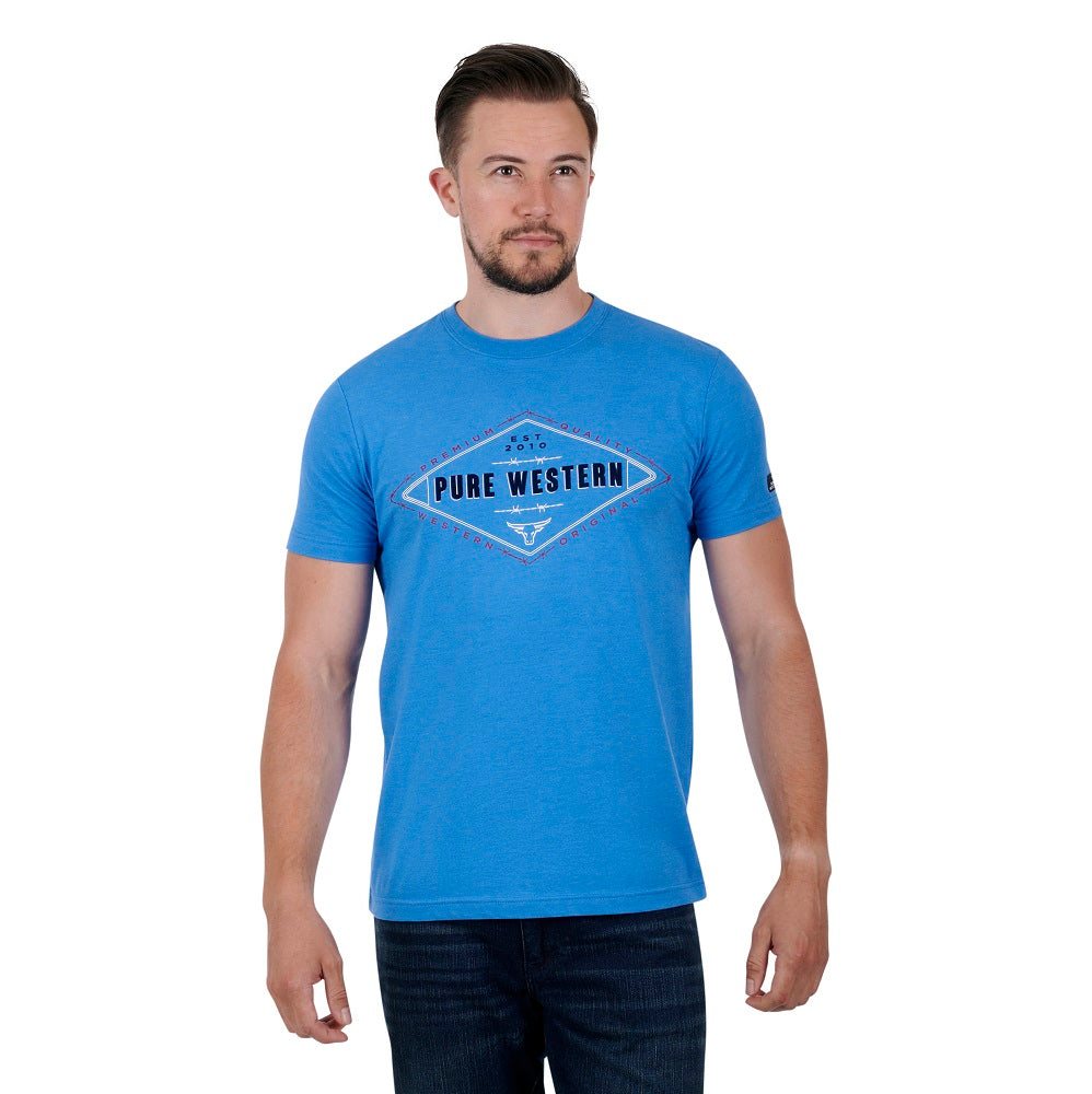 Pure Western Mens T-Shirt | Preston | Blue Marle
