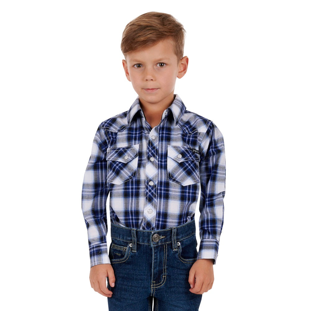 Pure Western Boys Shirt | Mitchell | Blue / Black