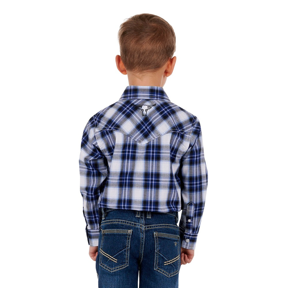 Pure Western Boys Shirt | Mitchell | Blue / Black