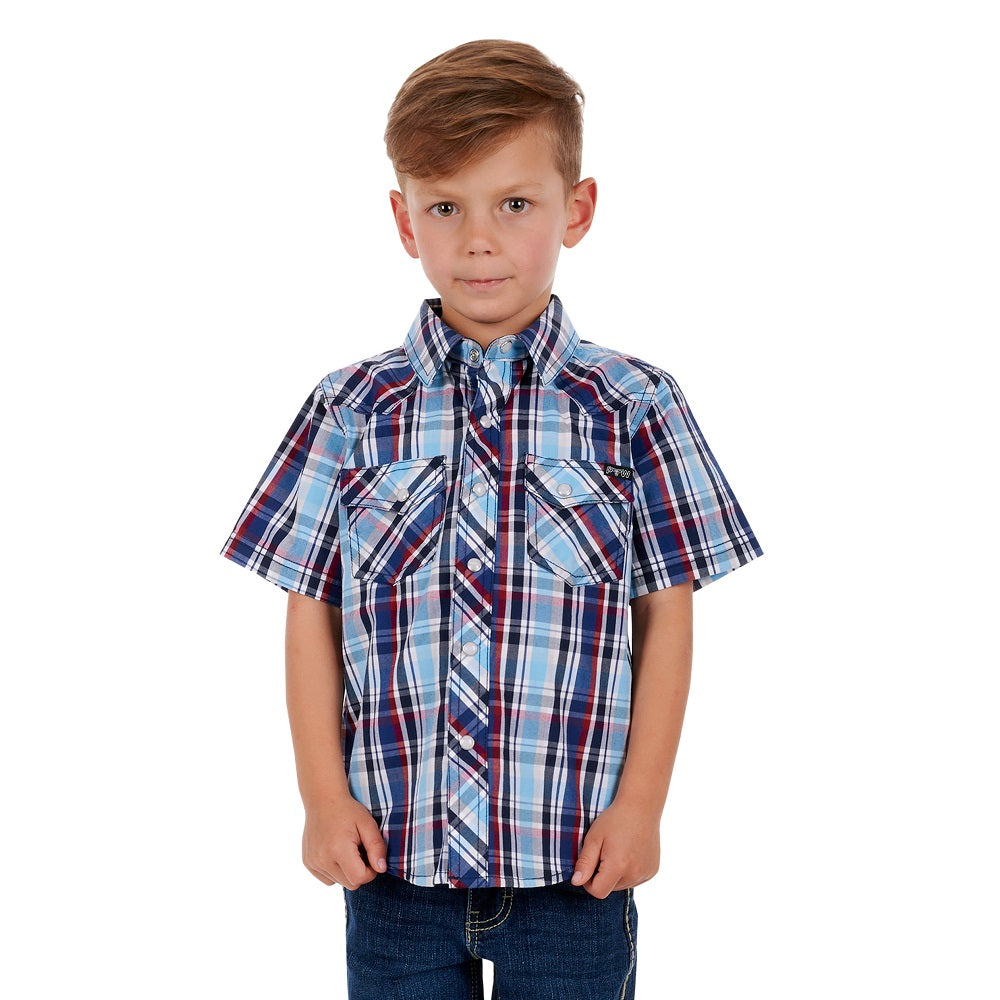 Pure Western Boys Shirt | Logan | Navy / Red