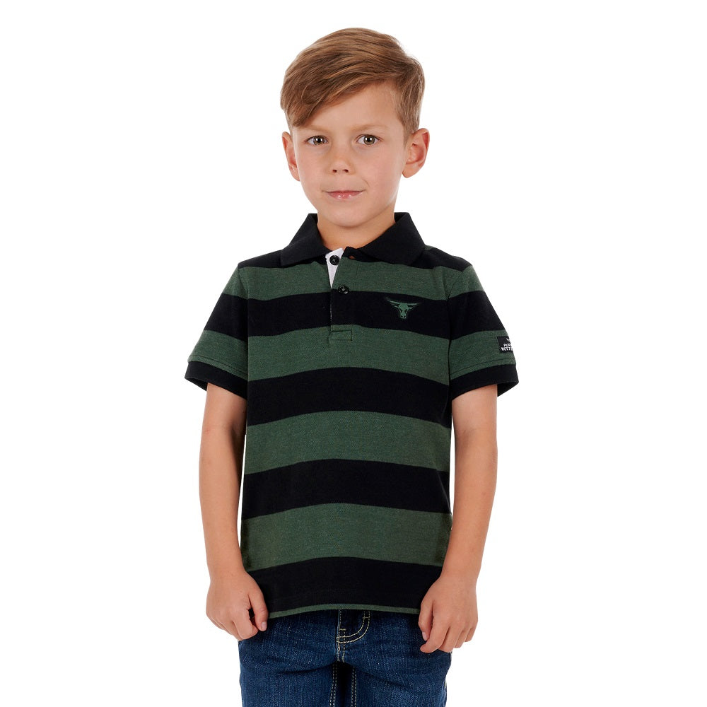Pure Western Boys Polo | Allington | Black / Green