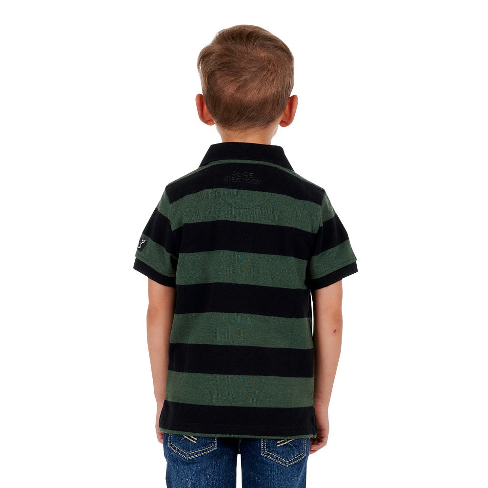 Pure Western Boys Polo | Allington | Black / Green