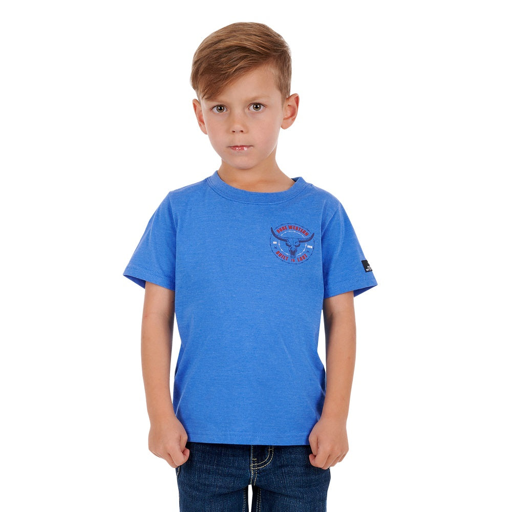 Pure Western Boys T-Shirt | Walker | Blue Marle