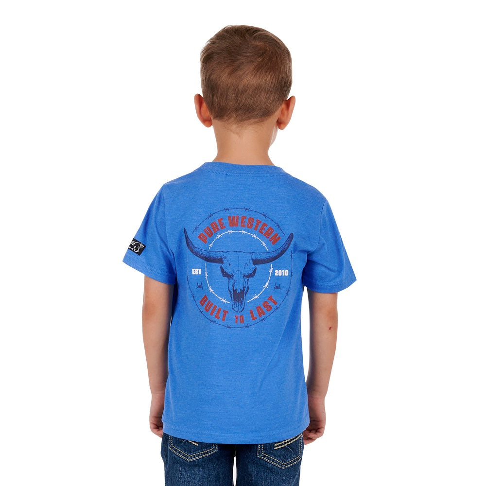 Pure Western Boys T-Shirt | Walker | Blue Marle