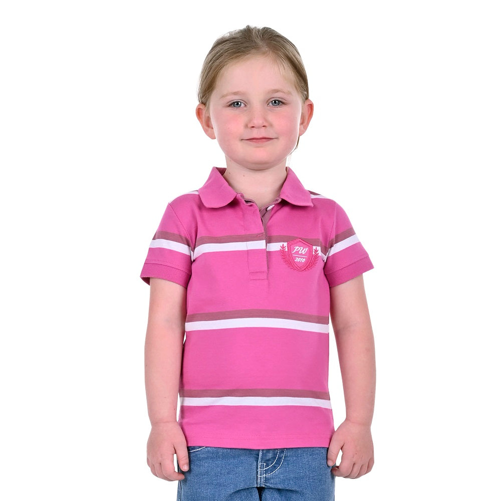 Pure Western Girls Polo | Emerie | Pink / White