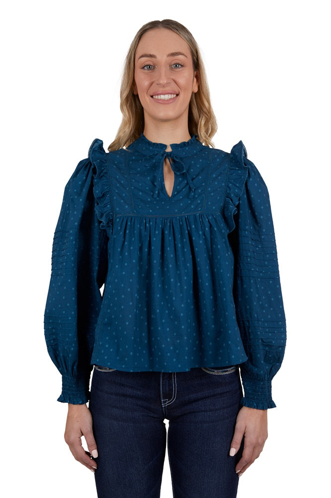 Pure Western Womens Blouse | Pippa | Blue