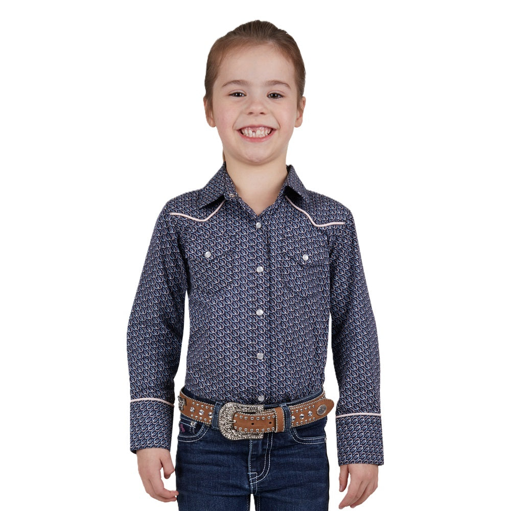 Pure Western Kids Shirt | Danica | Navy