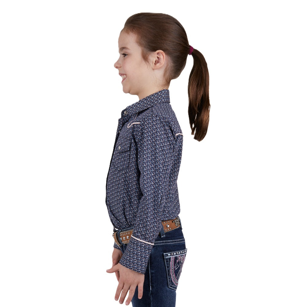 Pure Western Kids Shirt | Danica | Navy