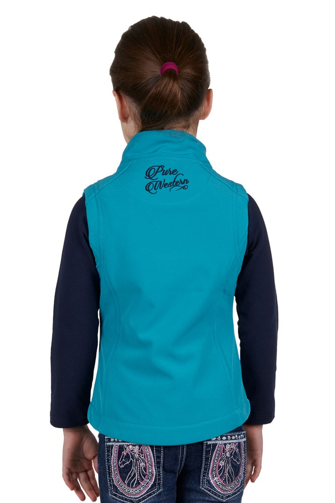 Pure Western Girls Softshell Vest | Tracy | Aqua