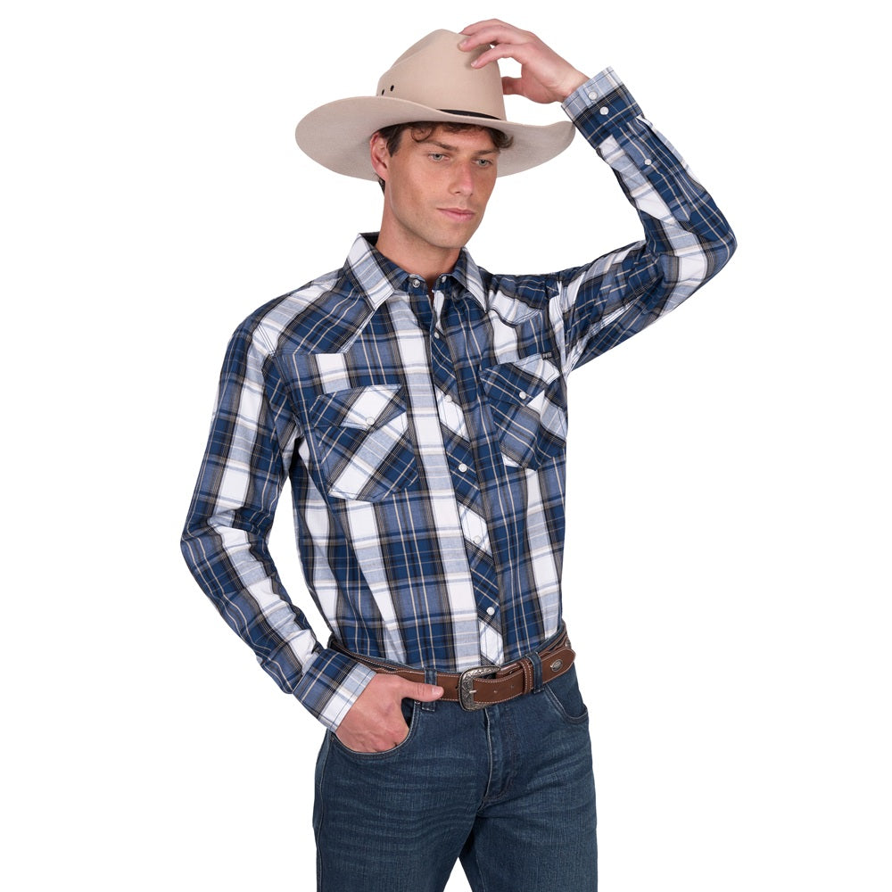 Pure Western Mens Shirts | Nicholas | Navy / Tan
