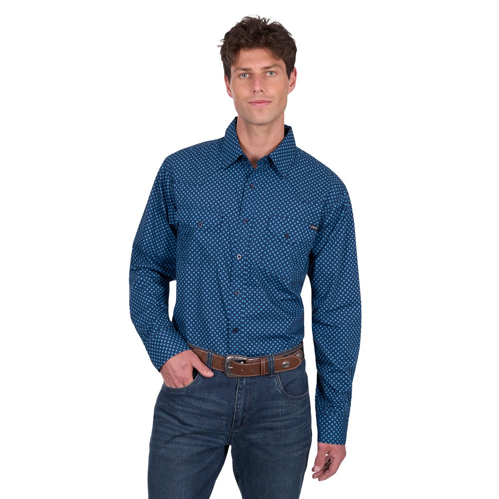 Pure Western Mens Shirts | Brandon | Navy / Blue
