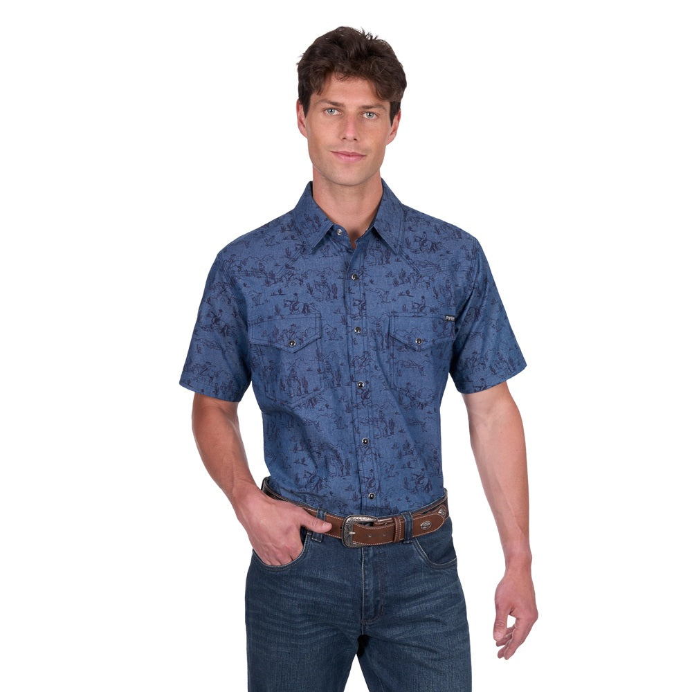 Pure Western Mens Shirts | Travis | Chambray
