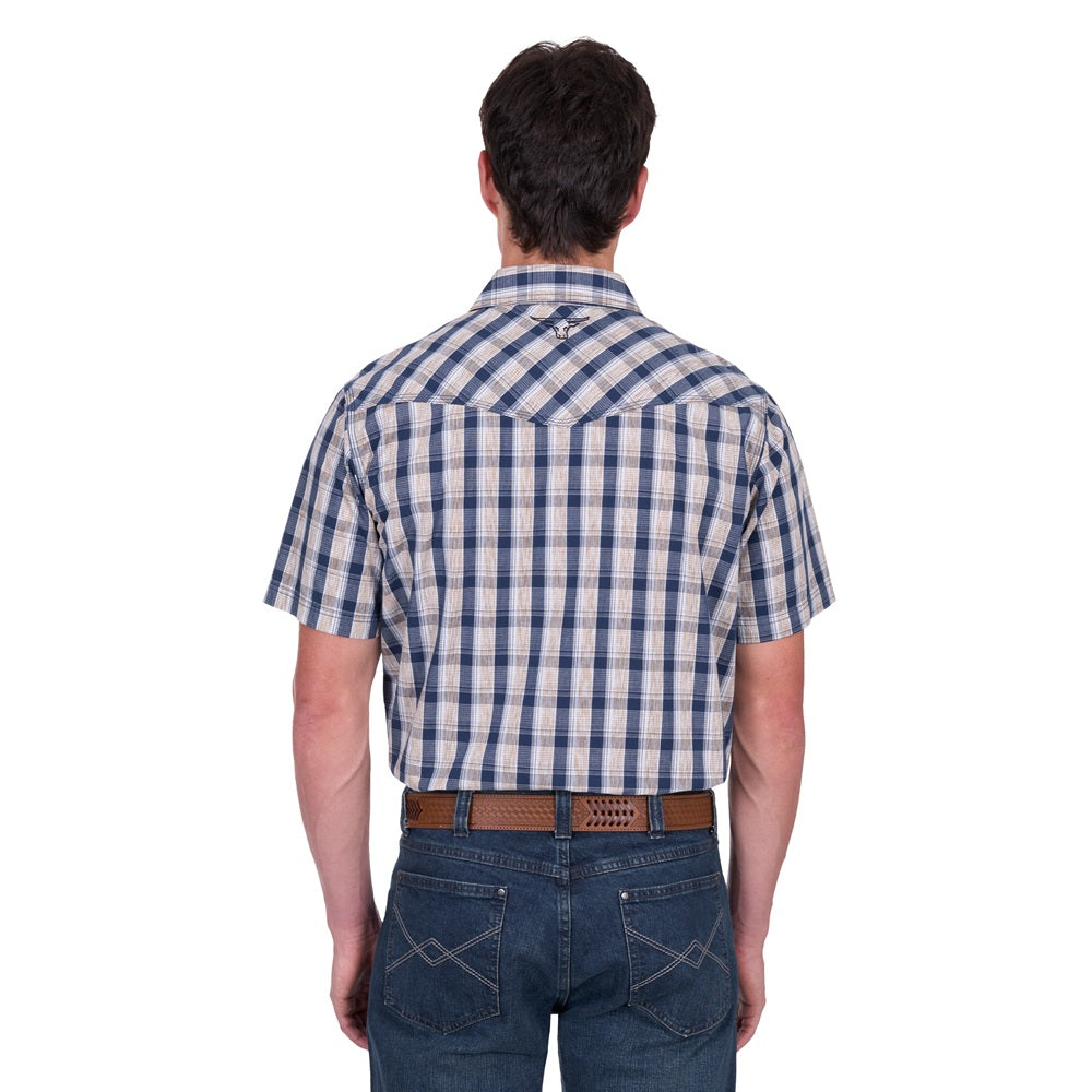 Pure Western Mens Shirts | Peter | Navy / Tan
