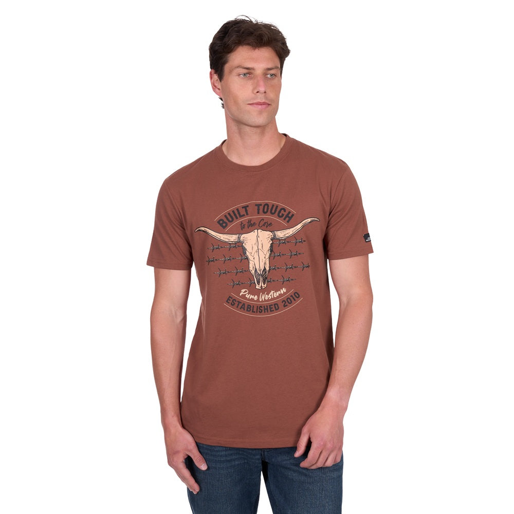 Pure Western Mens T-Shirt | Frank | Rust

