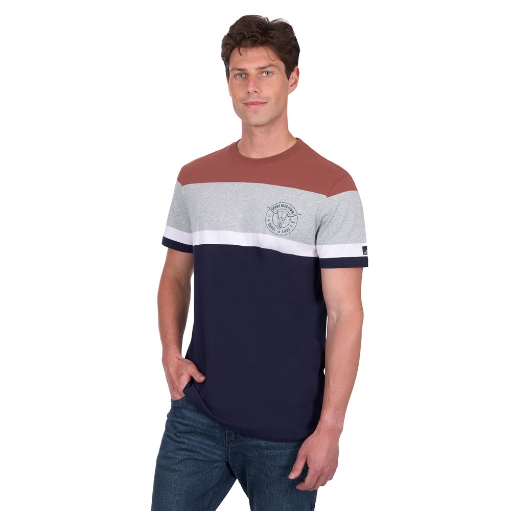 Pure Western Mens T-Shirt | Jeffery | Navy / Rust

