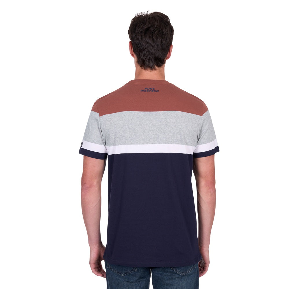 Pure Western Mens T-Shirt | Jeffery | Navy / Rust
