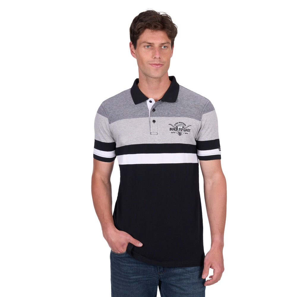 Pure Western Mens Polo | Shane | Black
