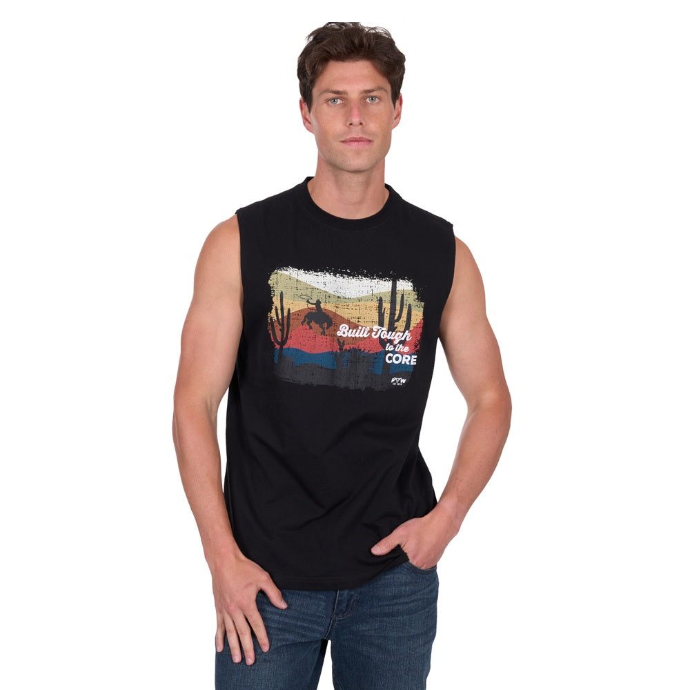 Pure Western Mens Muscle Tank | Terry | Black
