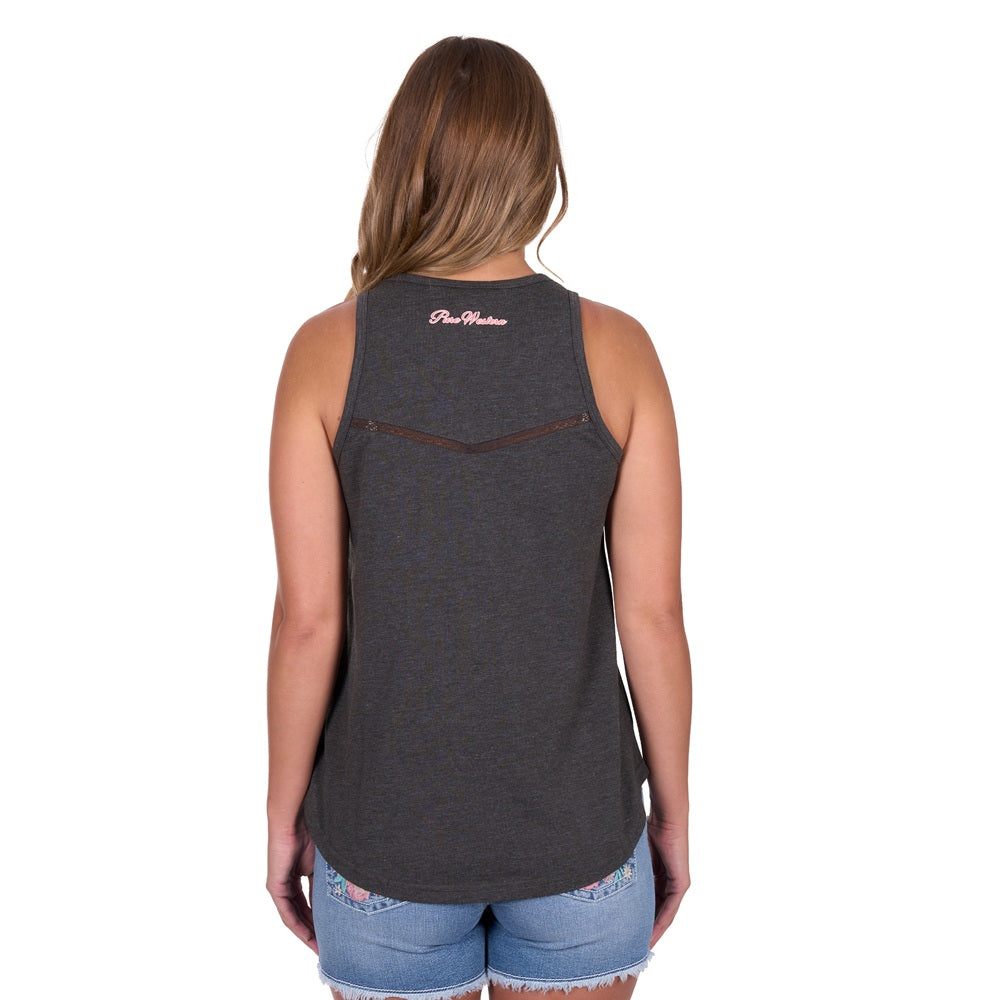 Pure Western Womens Tank | Cindy | Charcoal Marle
