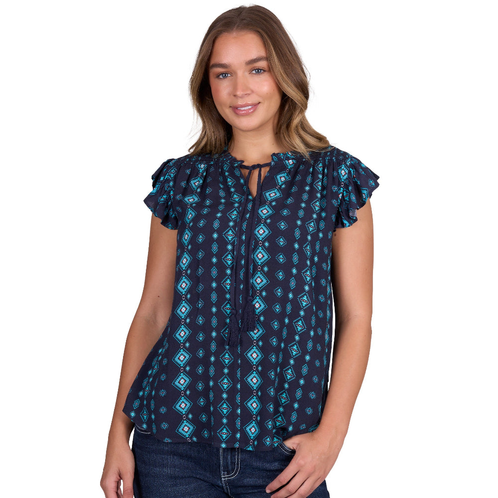 Pure Western Womens Blouse | Estella | Navy