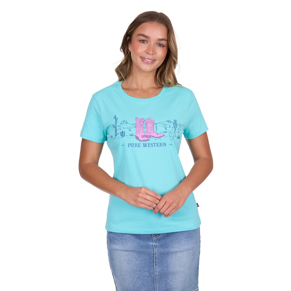 Pure Western Womens T-Shirt | Shelly | Turquoise

