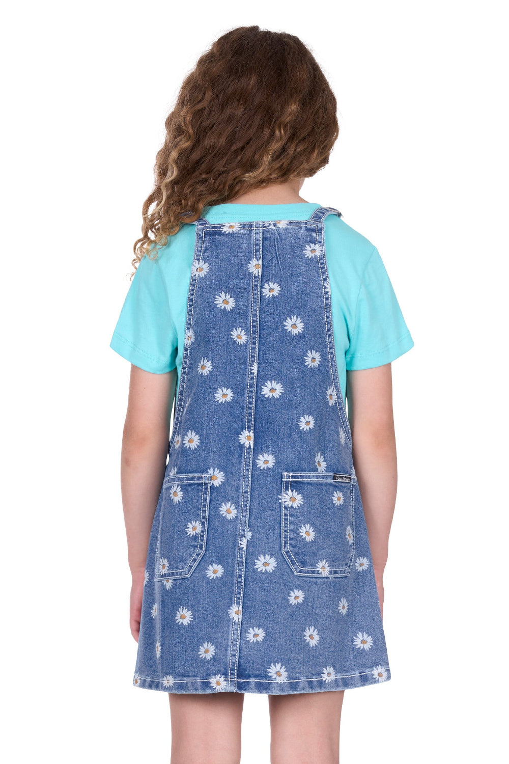 Pure Western Girls Pinafore | Adison | Retro Blue / Daisy