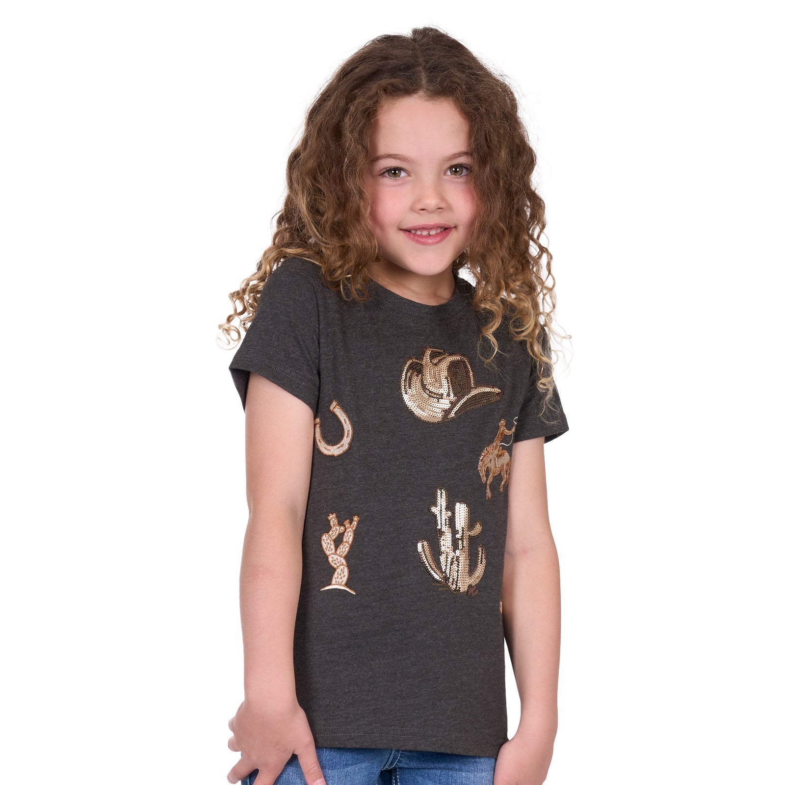 Pure Western Girls T-Shirt | Bonita | Charcoal Marle