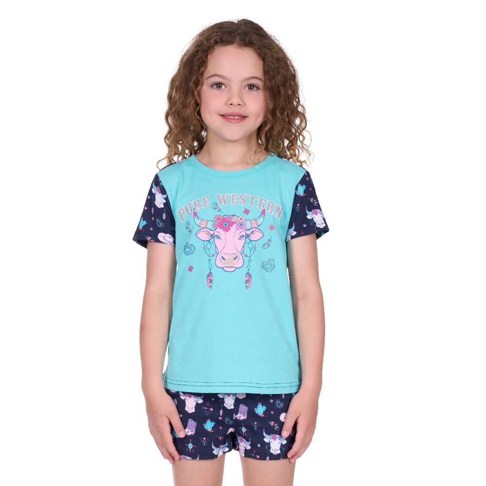 Pure Western Girls Pyjamas | Cowgirl | Navy / Aqua