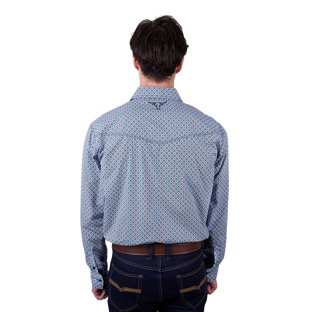 Pure Western Mens Shirt | Mark | Navy / Teal