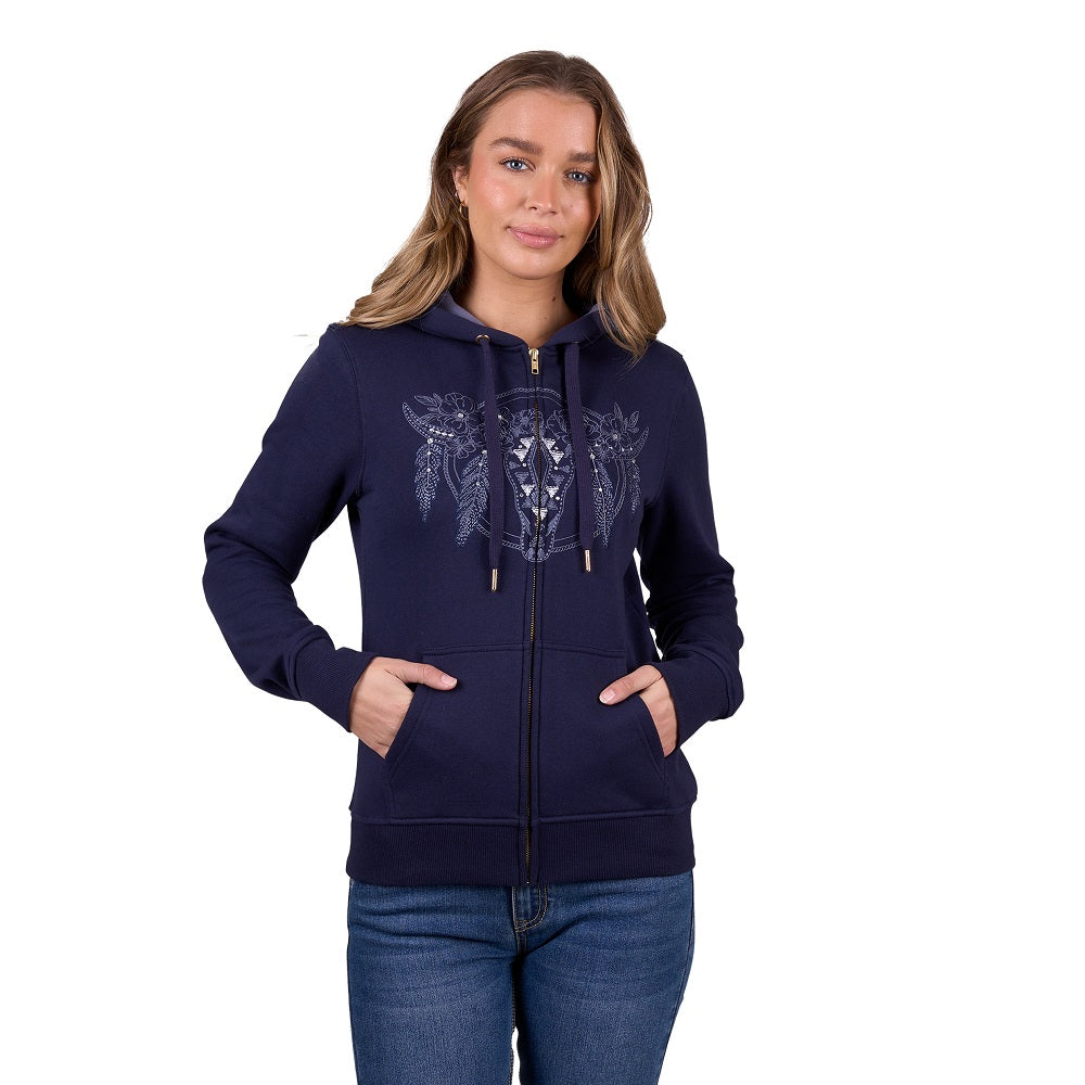 Pure Western Womens Hoodie | Edna | Navy
