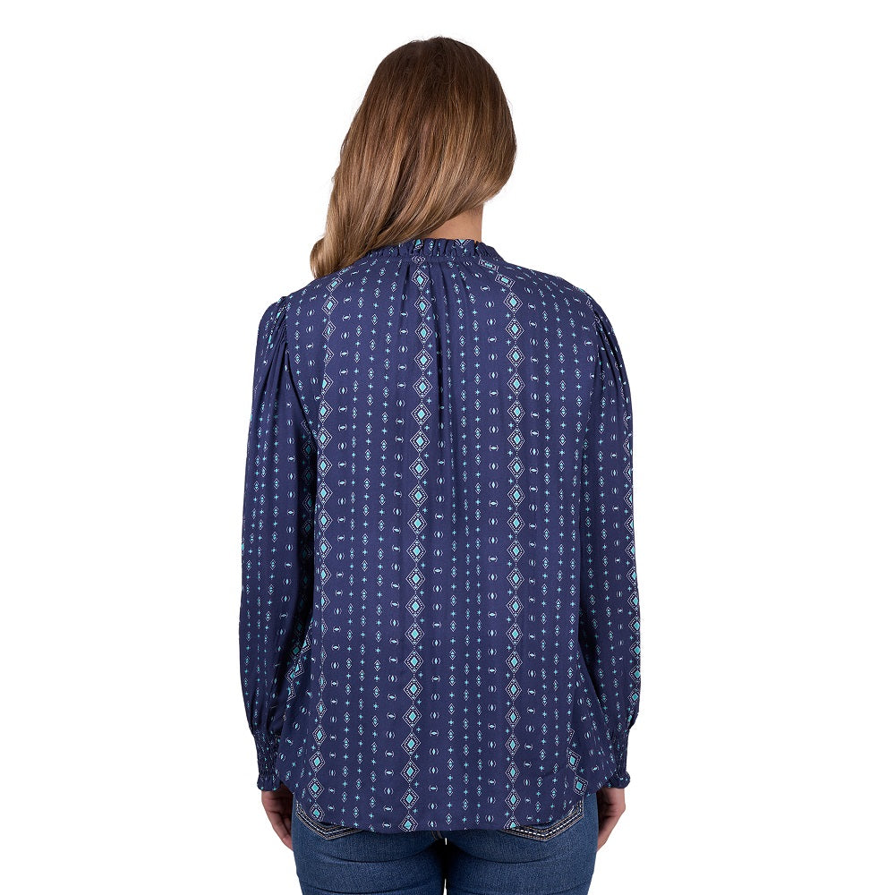 Pure Western Womens Blouse | Rachel | Long Sleeve | Navy