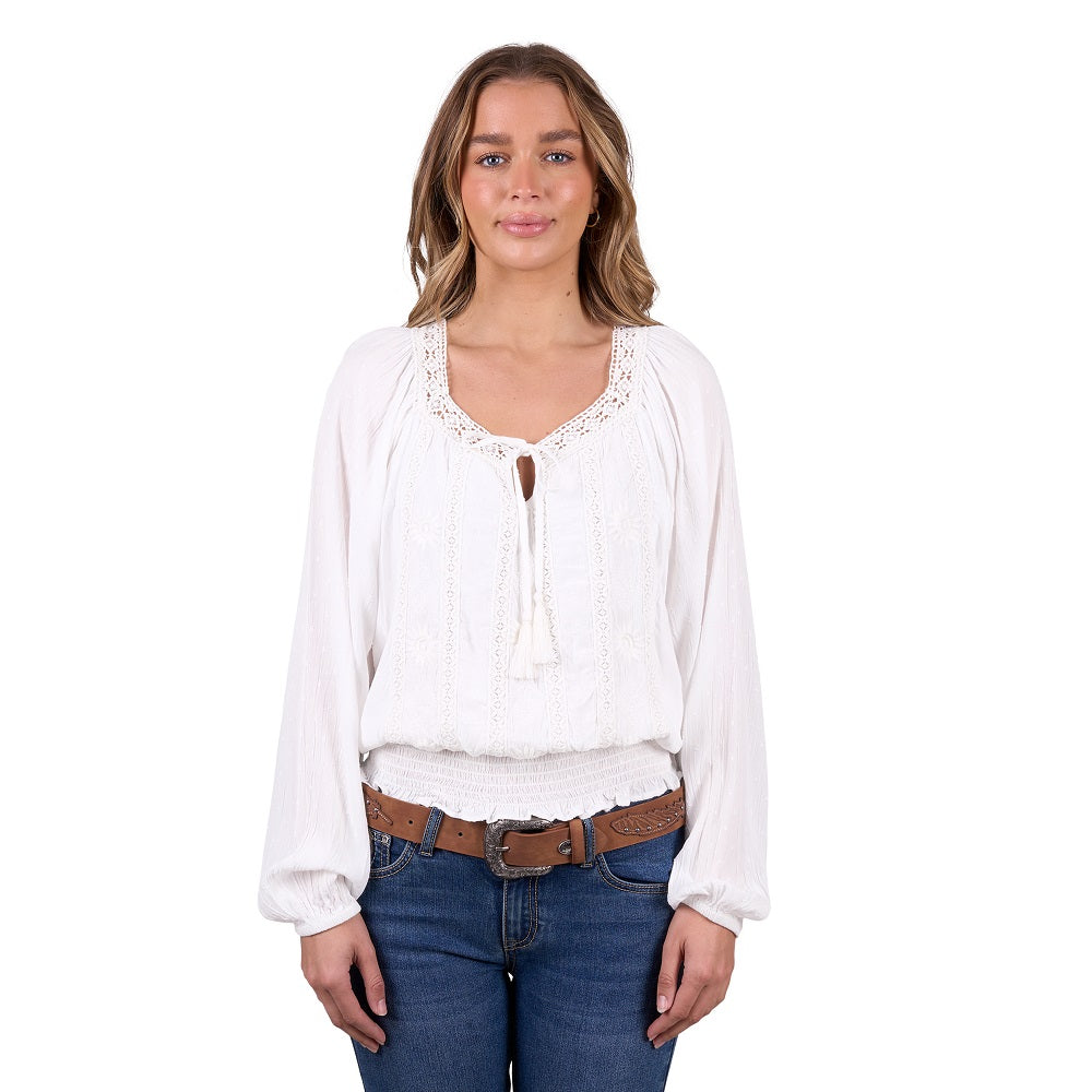 Pure Western Womens Blouse | Nelly | Long Sleeve | Ivory