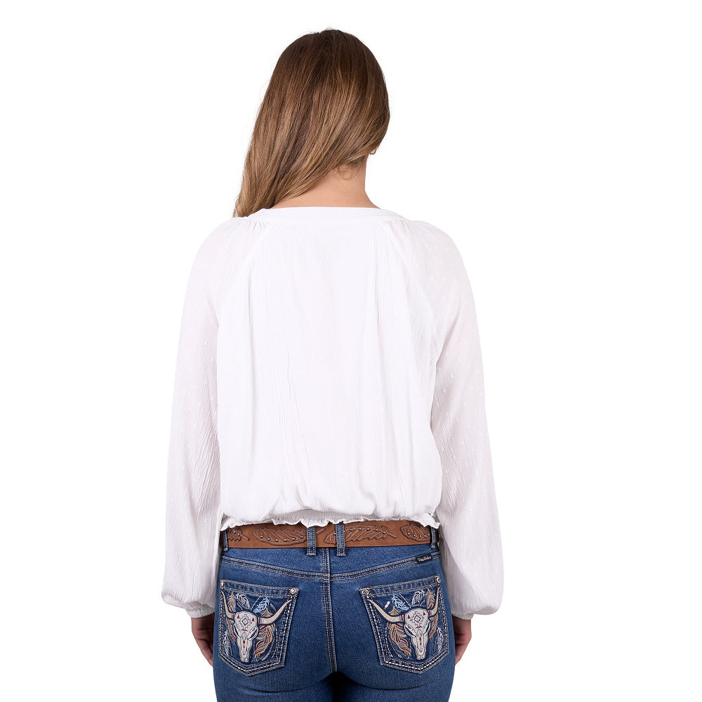 Pure Western Womens Blouse | Nelly | Long Sleeve | Ivory