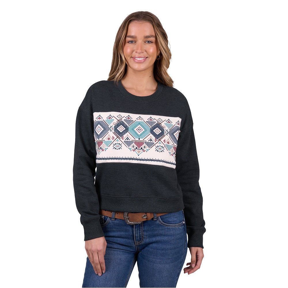 Pure Western Womens Crew | Clara | Charcoal Marle