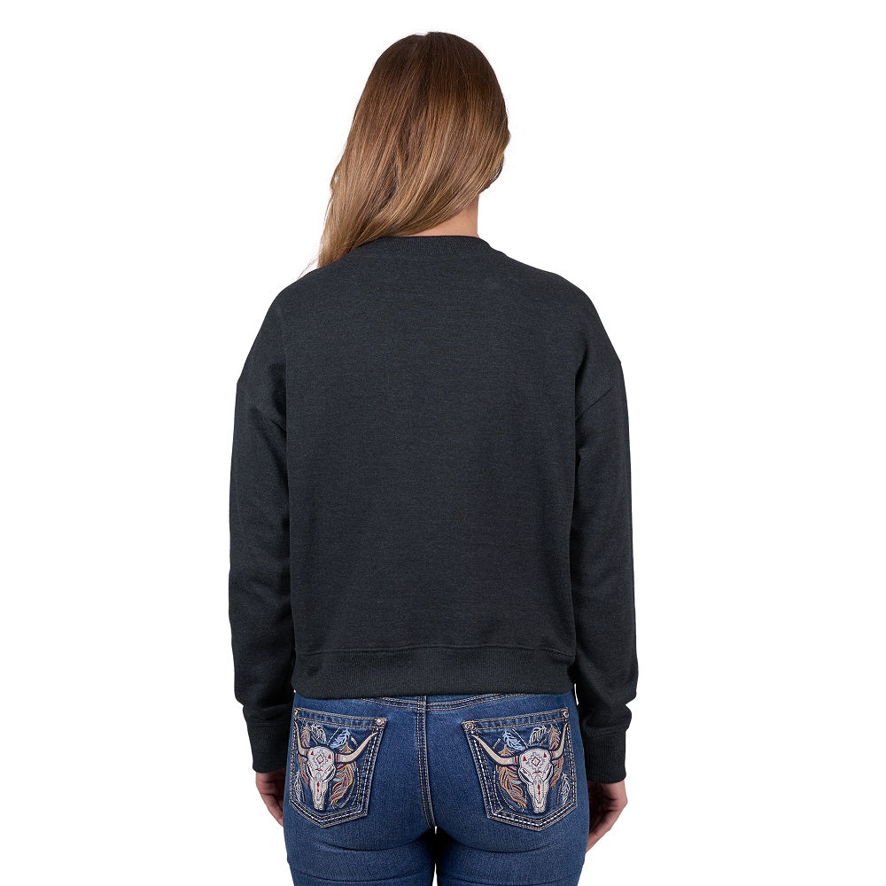 Pure Western Womens Crew | Clara | Charcoal Marle