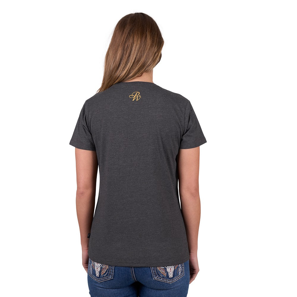 Pure Western Womens T-Shirt | Kendra | Charcoal Marle