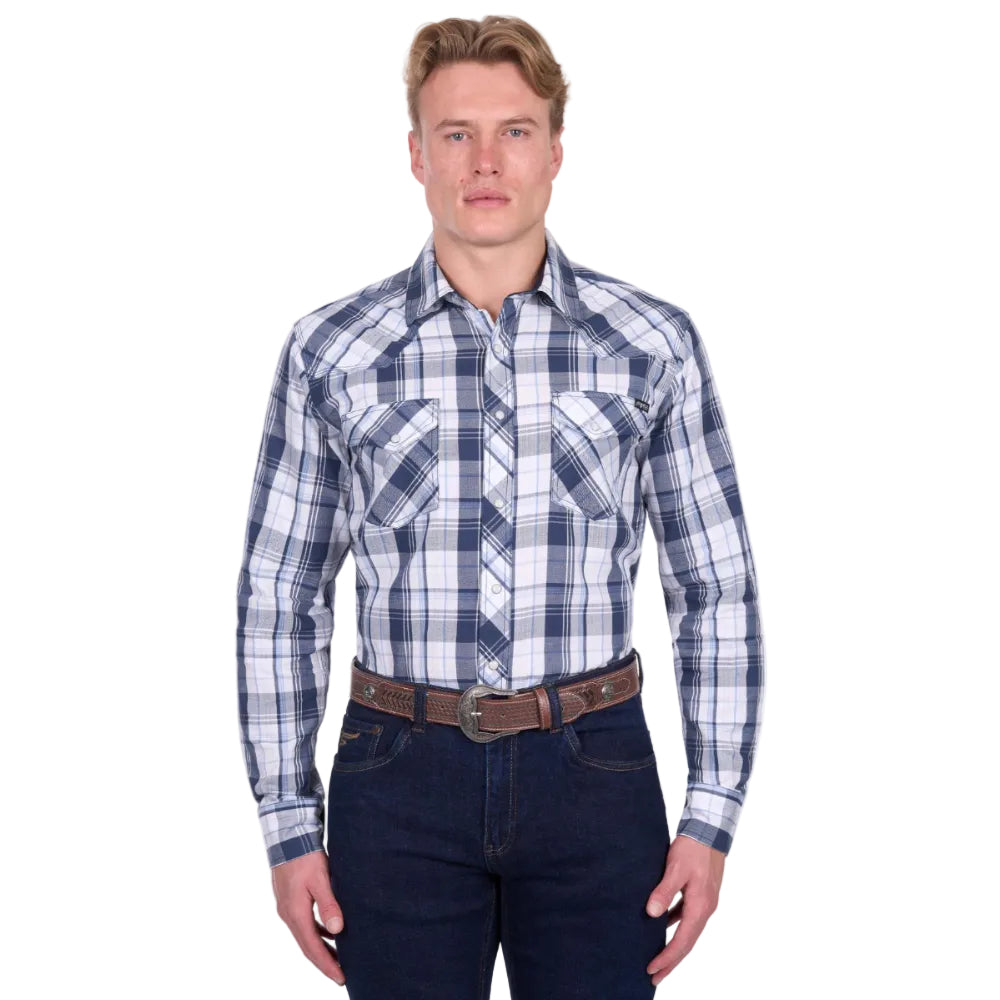 Pure Western Mens Shirts | Billy | Navy / White