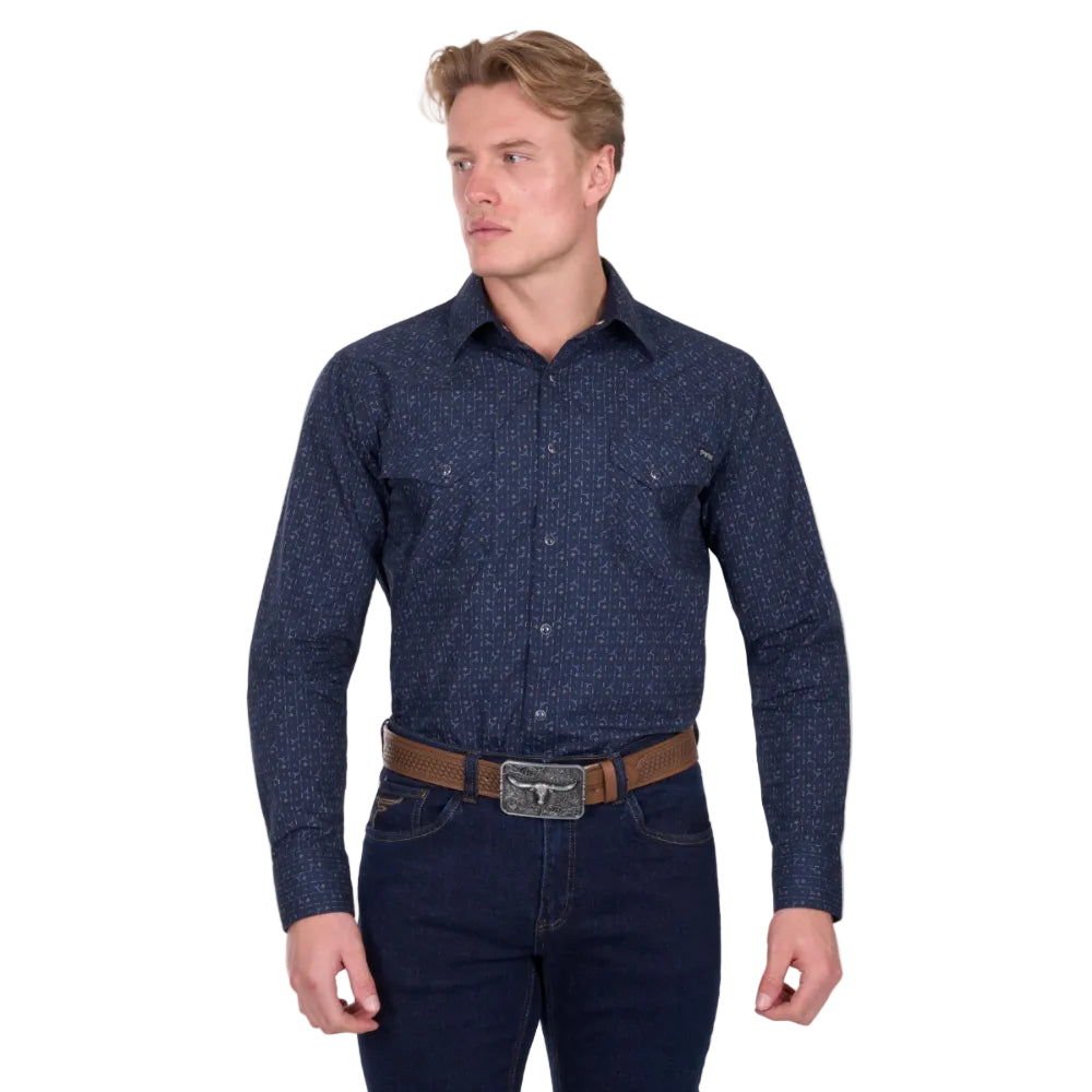 Pure Western Mens Shirts | Marc | Navy / Multi