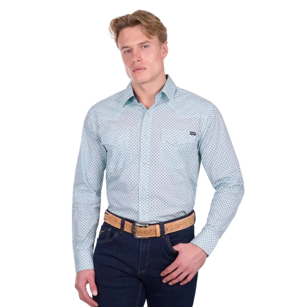 Pure Western Mens Shirts | Gerald | Green / Navy