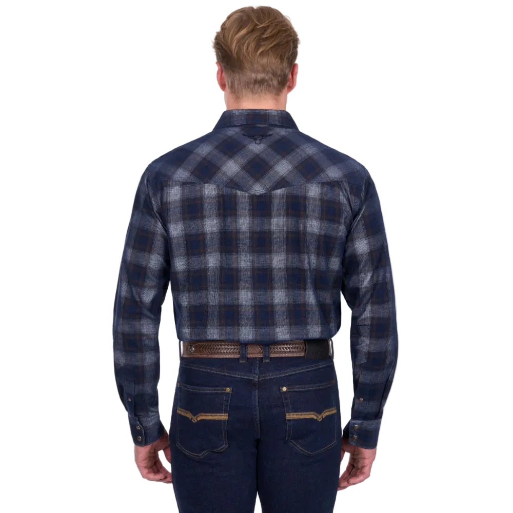 Pure Western Mens Shirts | Harley | Navy / Tan