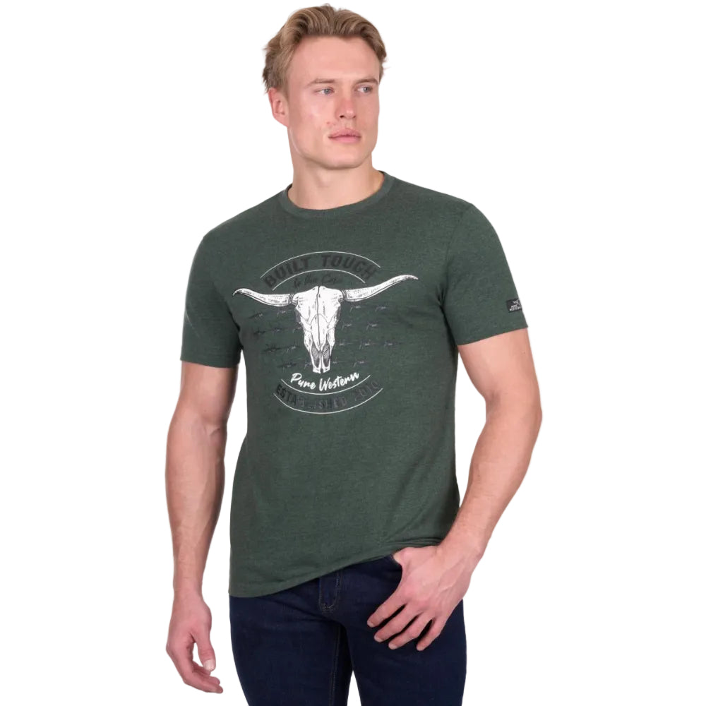 Pure Western Mens T-Shirts | Frank | Green Marle