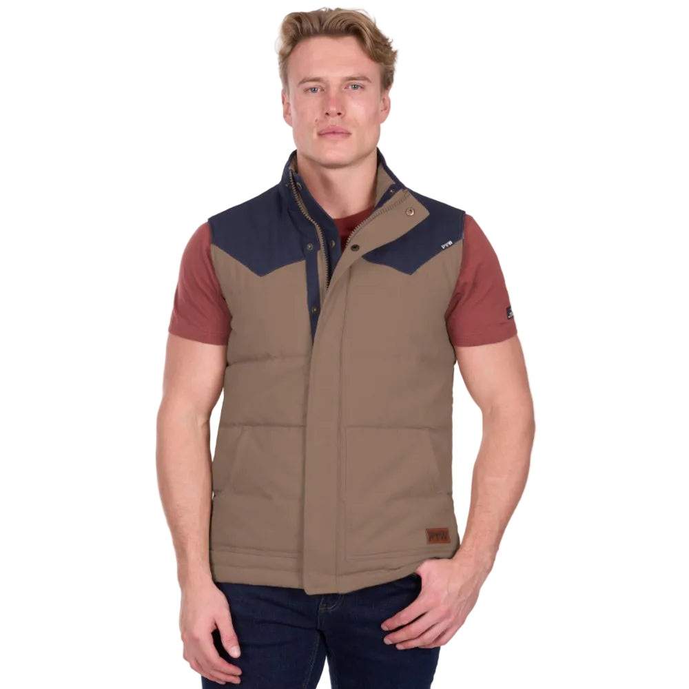 Pure Western Mens Vest | Jamie Reversible | Stone / Navy