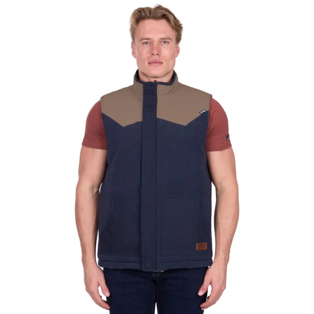 Pure Western Mens Vest | Jamie Reversible | Stone / Navy