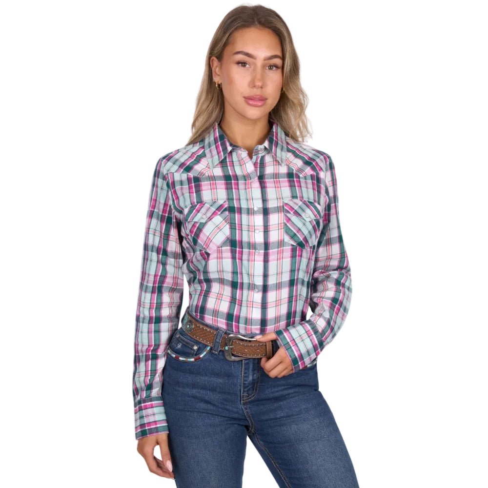 Pure Western Womens Shirt | Nicola | Pink / Turquoise