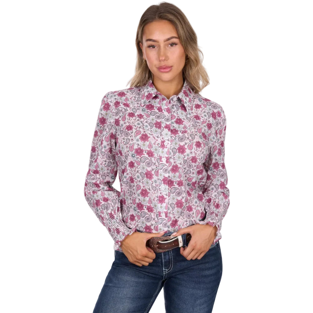 Pure Western Womens Shirt | Marsha | White / Pink