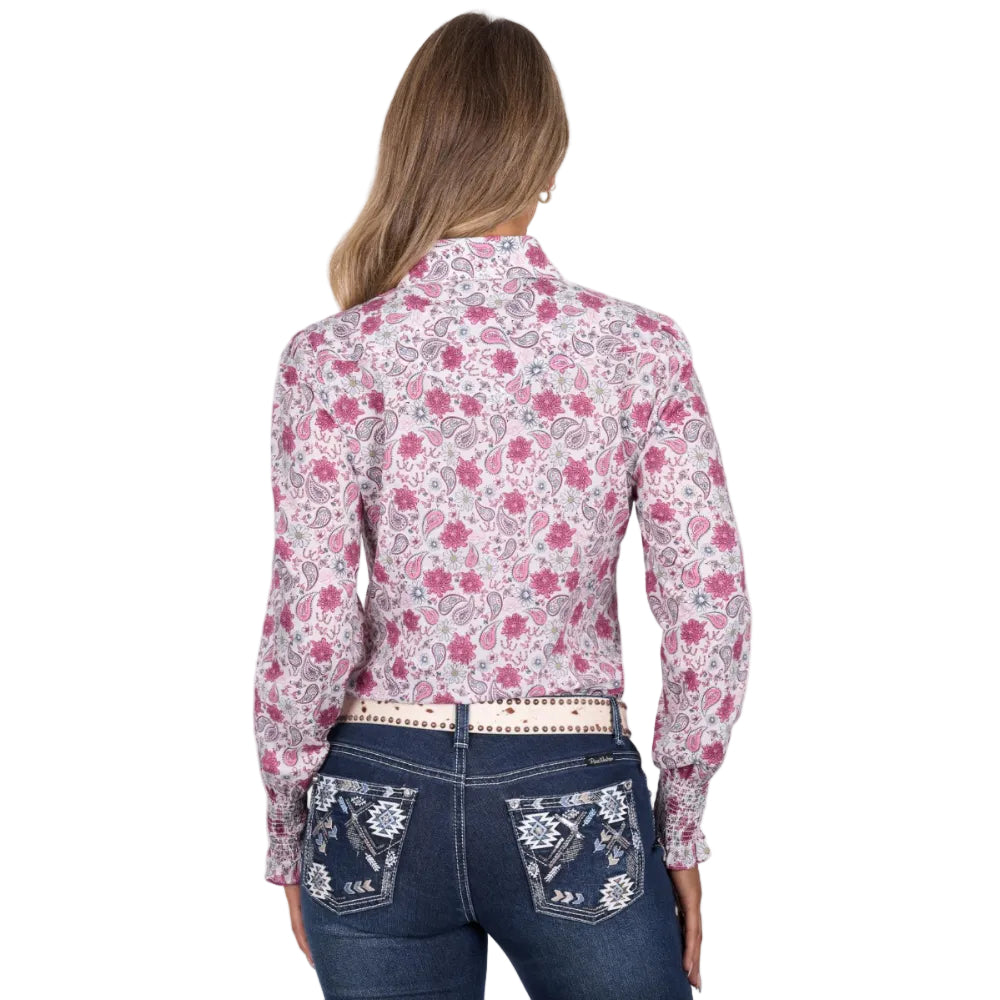 Pure Western Womens Shirt | Marsha | White / Pink